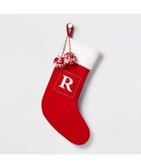 Wondershop 21&quot; Faux Wool Monogram initial R Pocket Christmas Stocking Red - £23.90 GBP