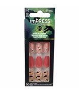 NEW Kiss Nails Impress Press On Manicure Medium Coffin Mauve Pink Bats H... - £12.61 GBP