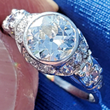 Earth Mined DIAMOND Deco Engagement Ring 1.58 carat Vintage Platinum Solitaire 5 - $9,305.25