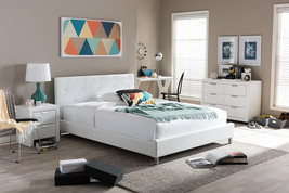 Tadeo White Modern Bed w/Crystal Button Tufting (Queen Size) - $3,675.67 MXN