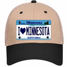 I Love Minnesota Novelty Khaki Mesh License Plate Hat - £23.04 GBP