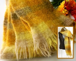 Vintage Scarf Mohair Wool Great Britain Archie Brown &amp; Son Gold Yellow - £21.51 GBP