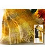 Vintage Scarf Mohair Wool Great Britain Archie Brown &amp; Son Gold Yellow - $26.95