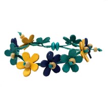 Floral Garland Mix Color Genuine Leather Pull Slide Bracelet-10 - £6.26 GBP