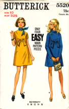 Misses' Maternity Dress Vintage 1950's Butterick Pattern 5520 Size 10 Uncut - $12.00