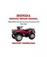 1998-2004 Honda FourTrax Foreman 450 TRX450 Service Repair Manual - $21.12 CAD