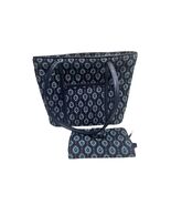 Vera Bradley Tote Bag and Wallet Set Womens Medium Navy Blue Quilted Tea... - $28.75