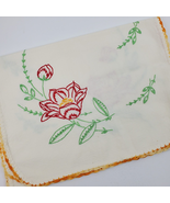 Vintage Embroidery Crochet Table Runner Floral 38x13&quot; Handmade - £11.13 GBP