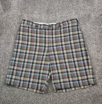 Lands End Shorts Mens 34 Multicolor Plaid Cotton Flat Front Golf Chino C... - $16.99