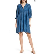 Faherty Lyla Organic Cotton Dress Indigo Gobi Floral $168, Sz L, NWT! - $1,101.47 MXN