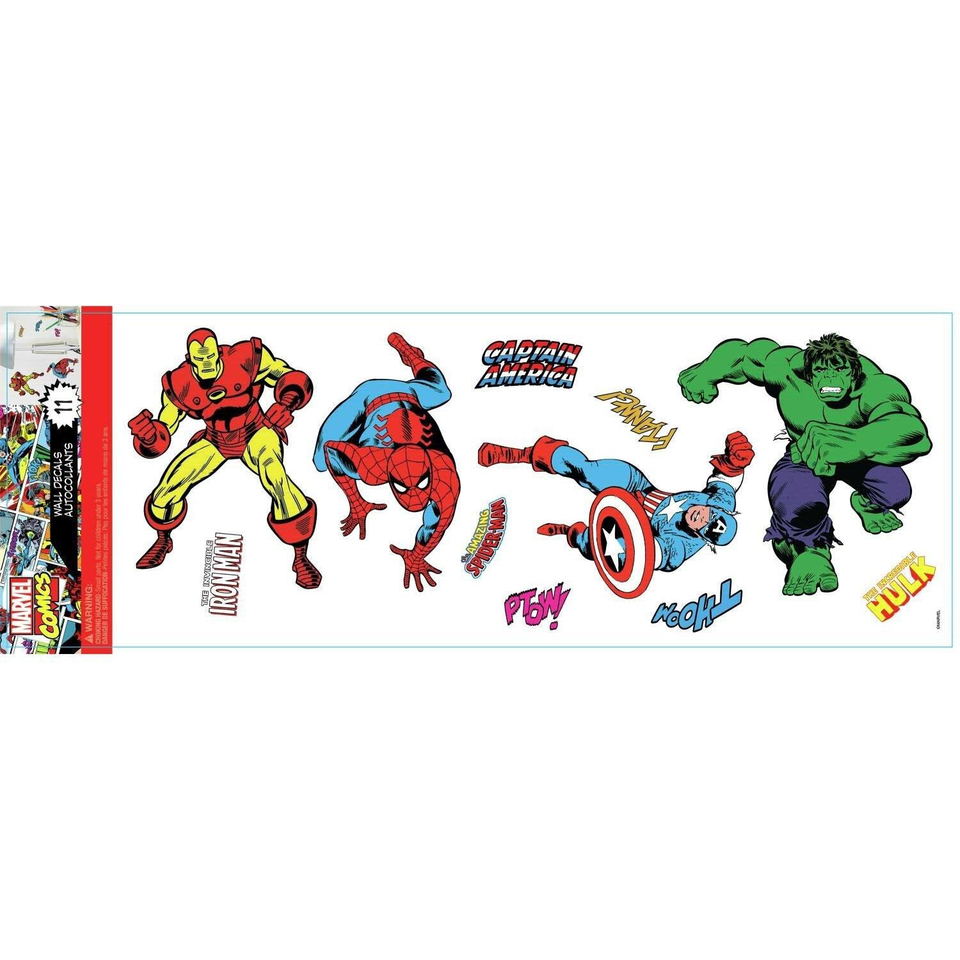 Marvel Classics Peel & Stick *11* Wall Decals Iron Man Hulk Spiderman Stickers