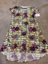 LulaRoe Carly Dress Purple Roses Floral flower Geometric Hi Lo Swing Sz ... - £17.37 GBP