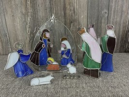 Christmas Stained Glass Nativity Set 10 Piece ~By Midwestern Home Products - £73.98 GBP