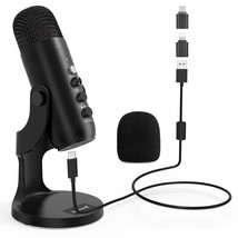 Usb Microphone,Condenser Computer Pc Mic,Plug&amp;Play Gaming Microphones Fo... - £47.89 GBP
