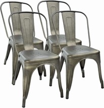 Four Metal Dining Chairs, Four Indoor Outdoor Chairs, Four Patio Chairs, Four - £110.36 GBP