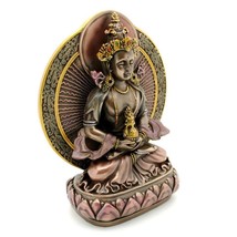 LONG LIFE BUDDHA STATUE 6.5&quot; Buddhist Longevity Deity Bronze Resin Amita... - $31.96