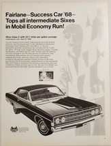 1968 Print Ad Ford Fairlane 2-Door 6 Cylinder Cars Mobil Economy Run Champion - $13.48