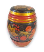 Vintage Khokhloma Painted Wood Ginger Jar USSR Folk Art Black Floral Gol... - $474.98 MXN