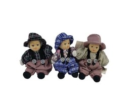 3 Small Ceramic Porcelain 5 inch Dolls Hand Painted - £9.32 GBP