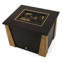 Large 200 Cubic Inch Wood Craftsman Memory Chest Cremation Urn w/Butterflies - £382.30 GBP