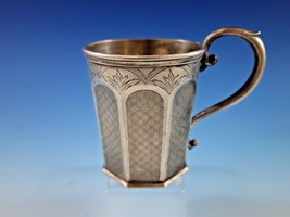 Tifft &amp; Whiting Coin Silver Baby Child&#39;s Cup Mug Engine Turned Panels Br... - $385.11