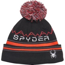 NEW Spyder Boys Icebox Beanie Hat Fleece Lined Black/Volcano One Size(8-18 boys) - £15.16 GBP