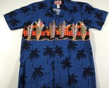 RJC Camicia Hawaiana Uomo M Blu Nero Palme Tavole da Surf con Bottoni USA - $13.99