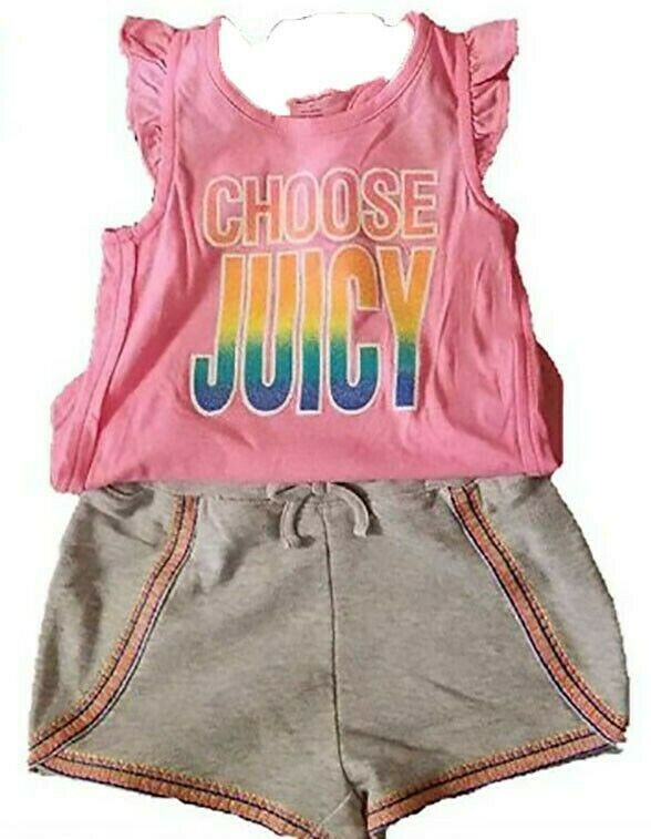 Juicy Couture Girl's 2-Piece Tank and Shorts Set, Pink Multi - $16.00