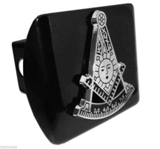 Mason Masonic Past Master Chrome Emblem On Black Usa Made Hitch Cover - £57.10 GBP