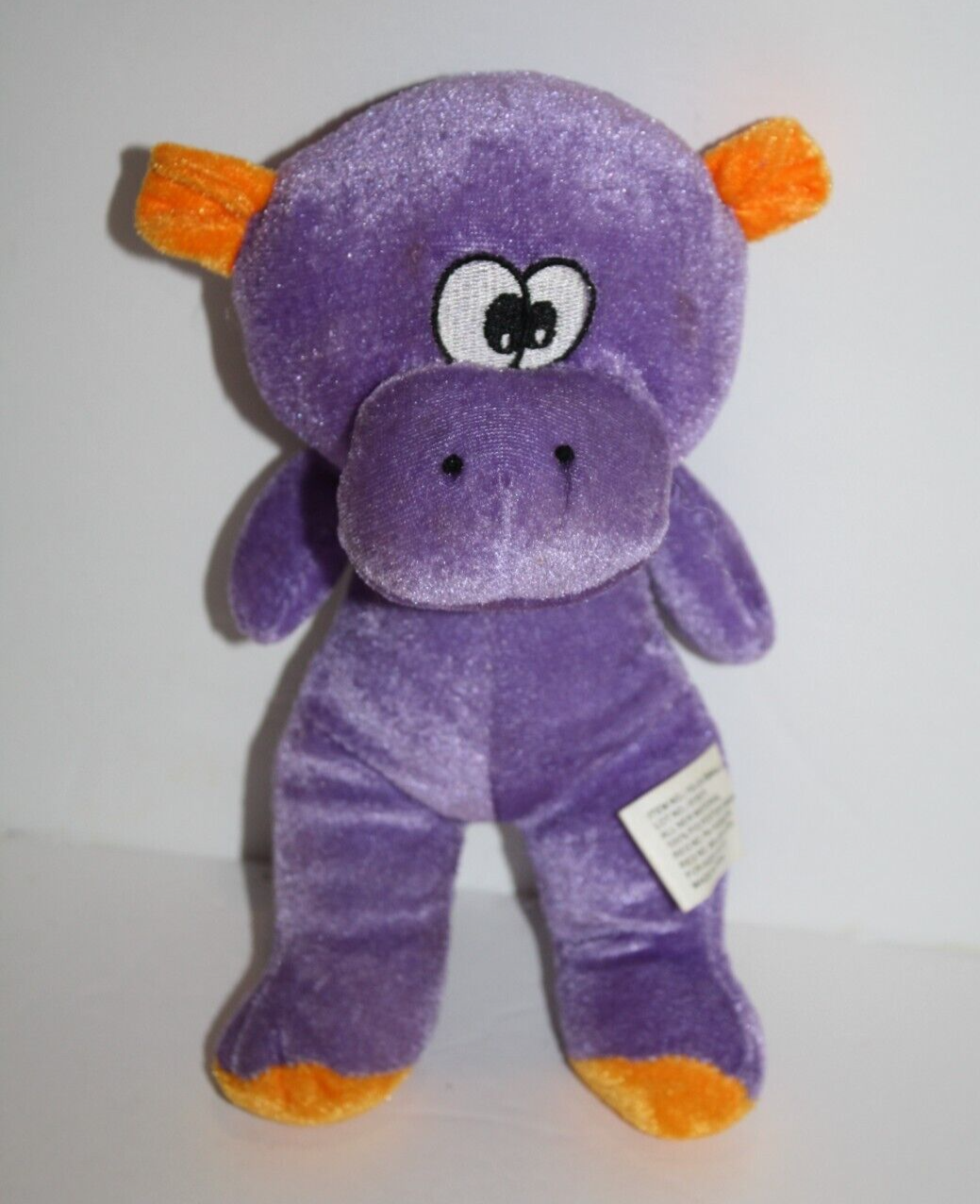 A &amp; A Global Purple Hippo 10&quot; Orange Ears Feet Stuffed Animal Cross Eye ... - $8.80