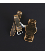 Brown leather cuff watch band -18-26mm - Bund strap Aviator Military Han... - $59.00
