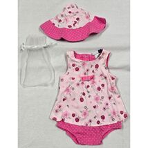 Vitamins Kids Baby Girl Ladybug Floral Bodysuit Dress Outfit Sun Hat Set... - $19.80