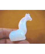 (Y-GIR-SI-723) sitting white GIRAFFE carving FIGURINE gemstone I love gi... - $24.05 CAD