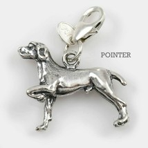 Pointer Dog Charm 3 Dimensional Solid Sterling Silver - £37.98 GBP