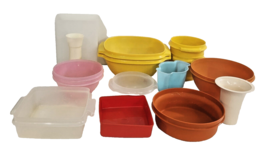 Vintage Tupperware Containers No Lids Large Lot of 15 Orange Yellow Pink... - $12.99
