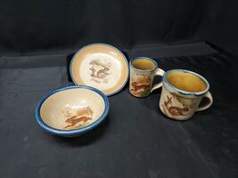 Vintage Monroe Salt Works Maine Pottery Bunny Rabbit Bowl Plate Mugs Lot... - $149.99