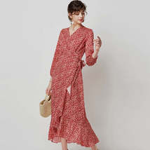 Women Boho Floral Print Casual Long Wrap Dress - £9.94 GBP