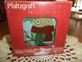 Pfaltzgraff Glass Happy Owliday Coasters - €12,77 EUR