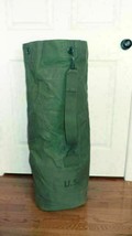 Vintage US Army large military duffle bag luggage olive green canvas USED - $43.25