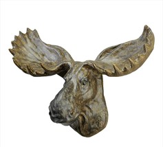 Moose Head Plaque Resin 22" Wide Wall Weathered Brown Hunting Man Cave Cottage 