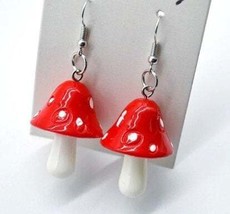 Mushroom Earrings, Party Earrings, Red Mushroom Earrings, Colourful Earrings, Mi - £21.27 GBP