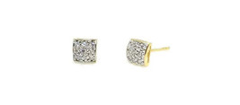 ADIRFINE 10K Solid Gold Square 4.5mm Micro Pave Cubic Zirconia Stud Earrings - £47.61 GBP