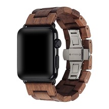 Wooden Watch Strap Band 42Mm/44Mm/45Mm With Stainless Steel Butterfly Bu... - £44.55 GBP
