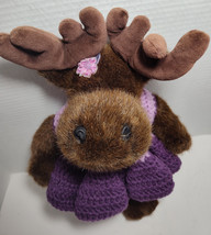 CHRISTMAS REINDEER Plush Toy 17&quot; Stuffed Animal Dk Brown Jointed Poseable - £14.78 GBP