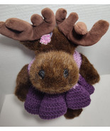 CHRISTMAS REINDEER Plush Toy 17&quot; Stuffed Animal Dk Brown Jointed Poseable - $26.96 CAD