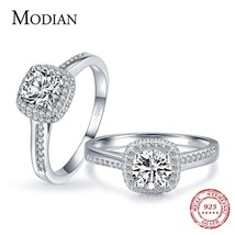 Modian Genuine 925 Sterling Silver Round Clear Cubic Zirconia Engagement Rings F - £17.75 GBP