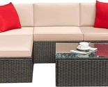 5 Pieces Patio Furniture Sets Outdoor-Indoor Sectional Wicker Rattan Sof... - $806.99