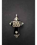 Black Onyx Cross &quot;TRY GOD&quot; Purse Accessory.  Nice Condition - $18.33 CAD