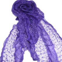 Purple Scarf Wrap Alternating Loose Weave and Sheer w Sequins 14&quot; x 82&quot; - $9.89