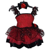 Curtain Call Tutu Dance Costume Hair Barrett Sequin Red Black Size Small... - $21.99